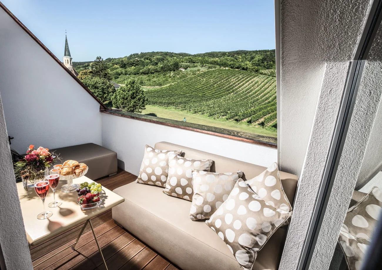 Private Terrasse mit Blick auf die Weinberge
