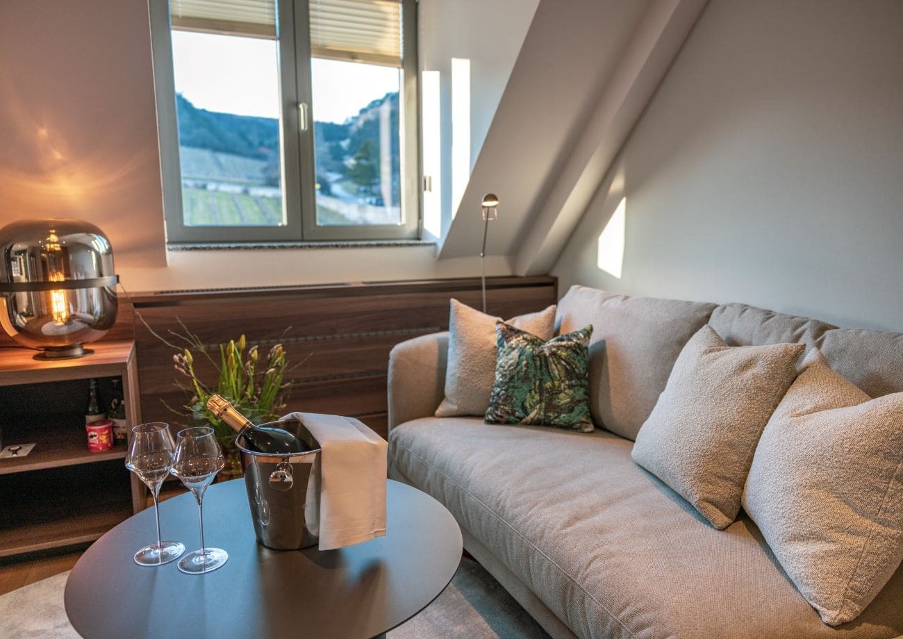 Moderne und komfortable Ausstattung der Turmsuite