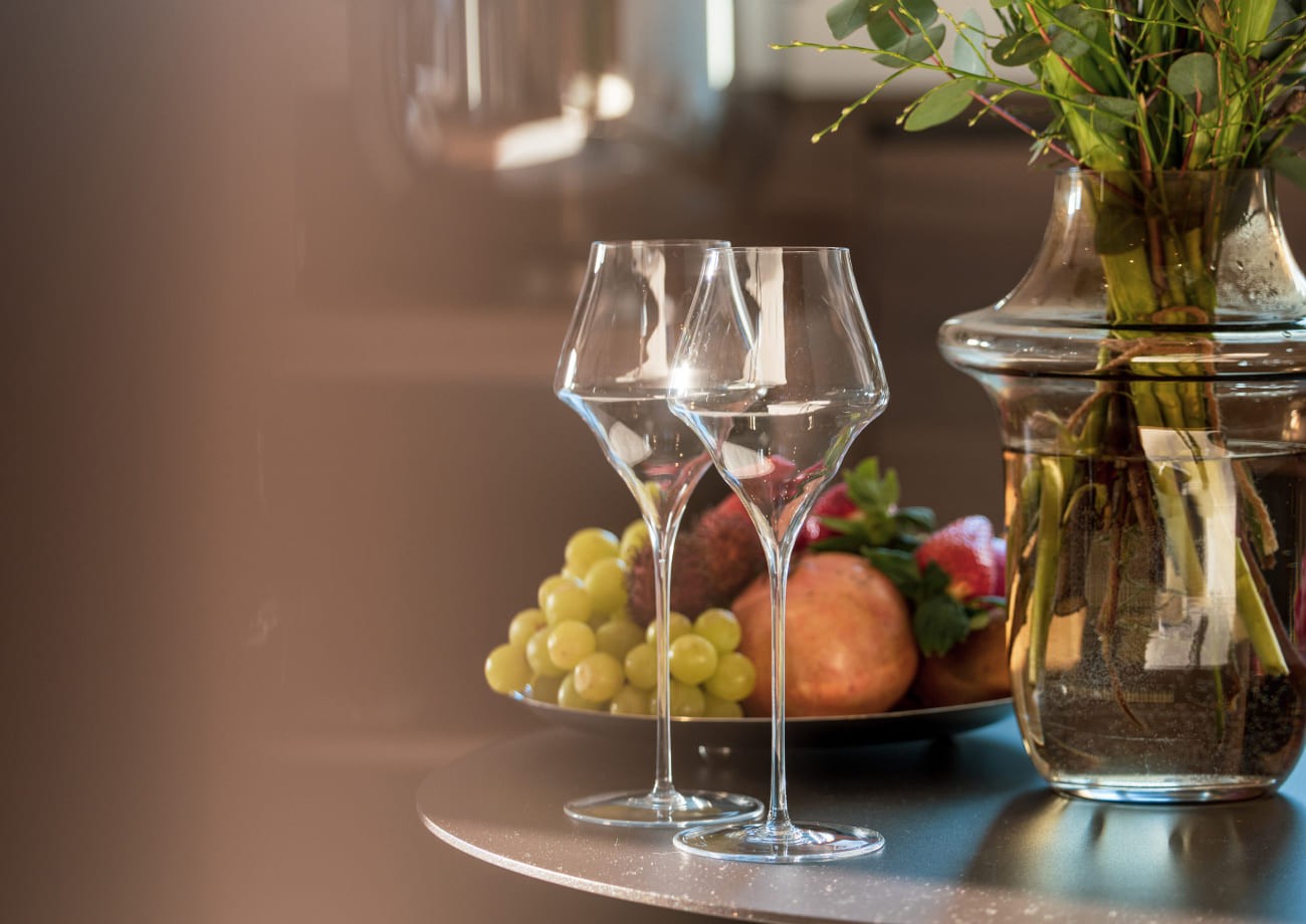 Sekt und Obstkorb in der Turmsuite